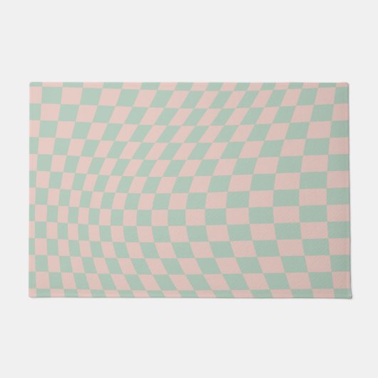 Paillasson Vérifier Motif Sage Vert Et Beige Checkerboard (Devant)