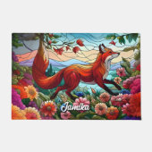 Paillasson Verre tendu Look Renard rouge et fleurs (Devant)