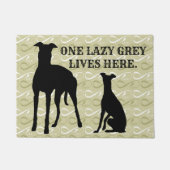 PAILLASSON VERT & BLANC AVEC GREYHOUNS (Devant)