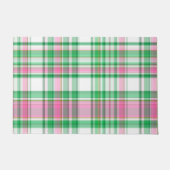 Paillasson Vert émeraude, Rose Chaud, Madras blanc Preppy Pla (Devant)
