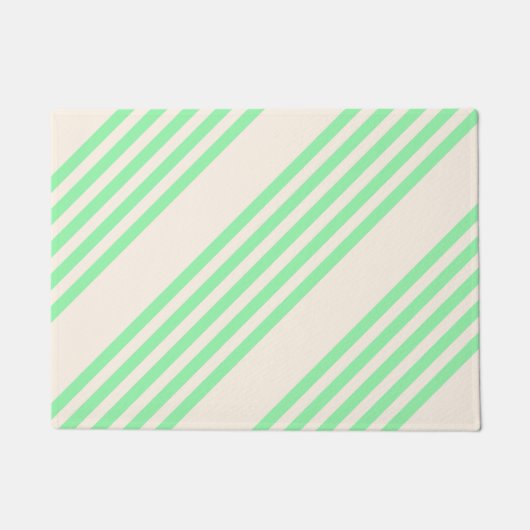 Paillasson Vert et beige cinq rayures motif (Devant)