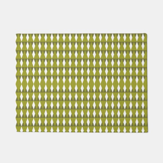 Paillasson Vert et blanc : Diamants et triangles (Devant)