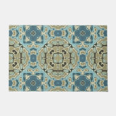 Paillasson Vert gris Turquoise bleu ocre Hip Bohême Bali Art (Devant)