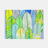 Paillasson Vert Jaune mignon Moderne Tropical Boho Feuille (Devant)
