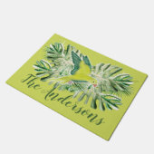Paillasson Vert perroquet vert tropical personnalisé (Incliné)