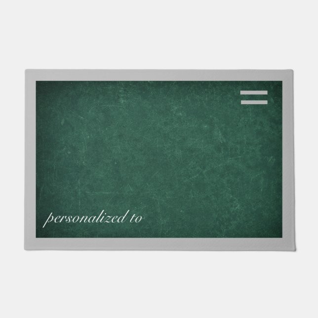 Paillasson Vert profond avec bordure grise personnalisé (Devant)