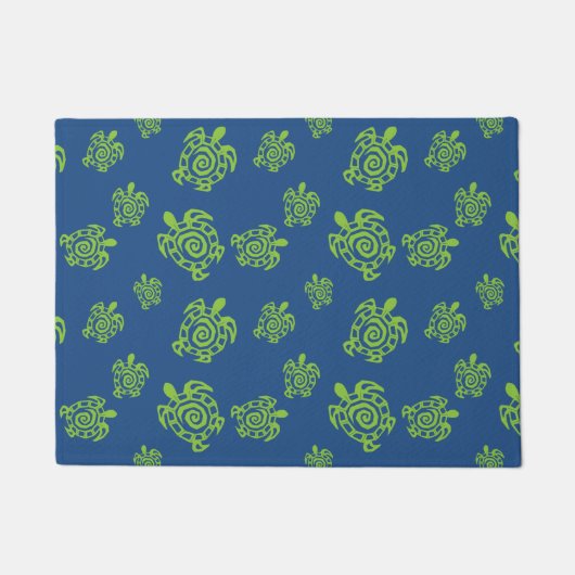 Paillasson Vert tortue sur bleu (Devant)