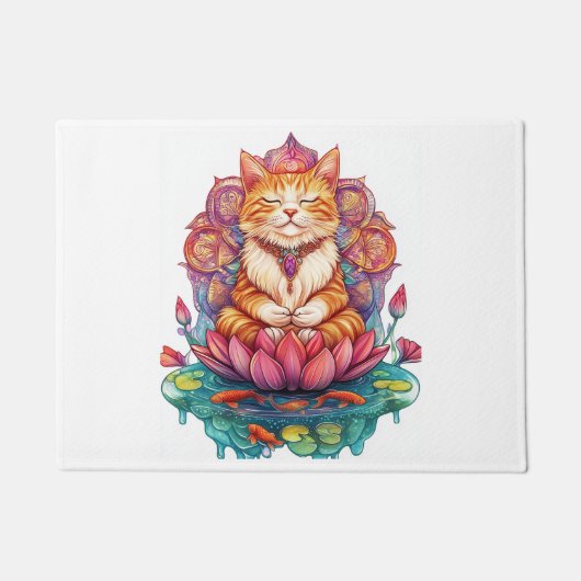 Paillasson Vibes de chat zen � Kitty méditant psychédélique (Devant)