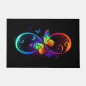 Paillasson Vibrant infinity with rainbow butterfly on black (Devant)