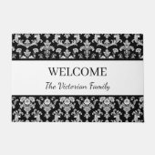 Paillasson Victorian Black and White Damask Pattern (Devant)