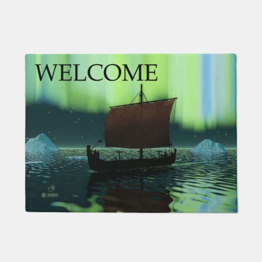 Paillasson Viking Ship And Northern Lights - Bienvenue (Devant)