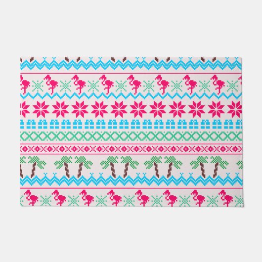 Paillasson Vilain pull de Noël Flamant rose Tropical (Devant)