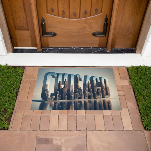 Paillasson Ville De Chicago Avec Réflexion De L'Eau (De plein air)