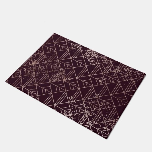 Paillasson Vin Art Déco Rouge Or Motif géométrique rétro (Incliné)