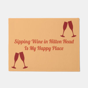 Paillasson Vin sirotant à Hilton Head avec des verres