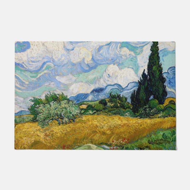 Paillasson Vincent Van Gogh - Champ de blé avec cyprès (Devant)