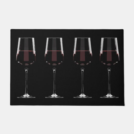 Paillasson Vins avec vin rouge sur noir (Devant)