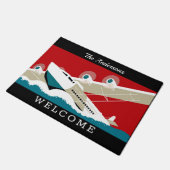 Paillasson Vintage 1936 Poster de voyage Plane d'art, Noir (Incliné)