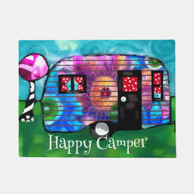 Paillasson Vintage Abstract Camp Trailer Floral Personalized (Devant)