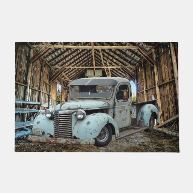 Paillasson Vintage Blue Truck Rustic (Devant)