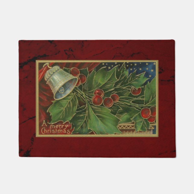 Paillasson Vintage Christmas Holly et Silver Bells (Devant)