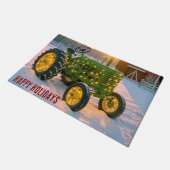 Paillasson Vintage Green Christmas Farm Tractor (Incliné)