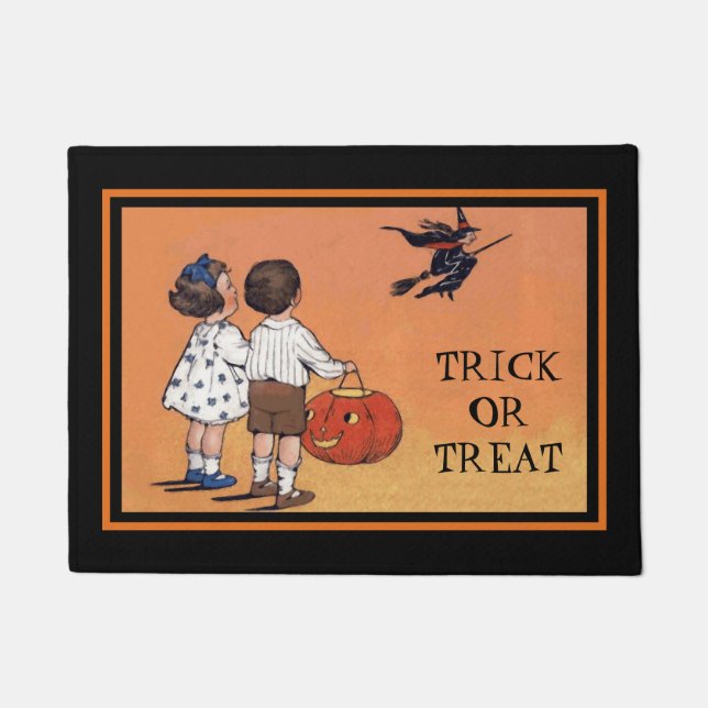 Paillasson Vintage Halloween Ephemera Tri ou traitement (Devant)