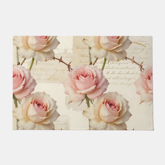 Paillasson Vintage Pale Pink Rose Script Pattern (Devant)