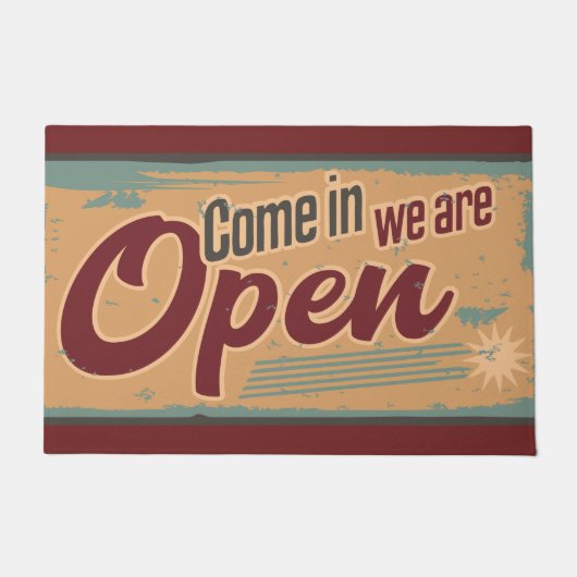 Paillasson Vintage panneau d'affaires rétro café garage rouge (Devant)