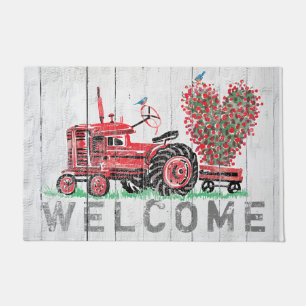 Paillasson Vintage Red Tractor Farmhouse Russe Bienvenue