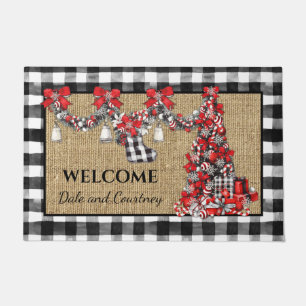 Paillasson Vintage rouge et noir Buffalo de Noël Check Burla