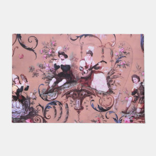 Paillasson Vintage Toile rose Victorien Style Floral