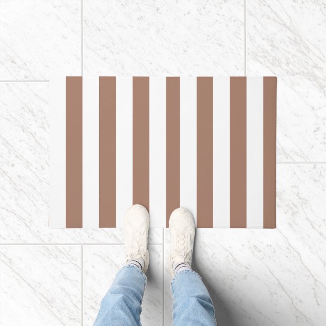 Paillasson Vintages bandes verticales Mocha Mousse Blanc (Intérieur)