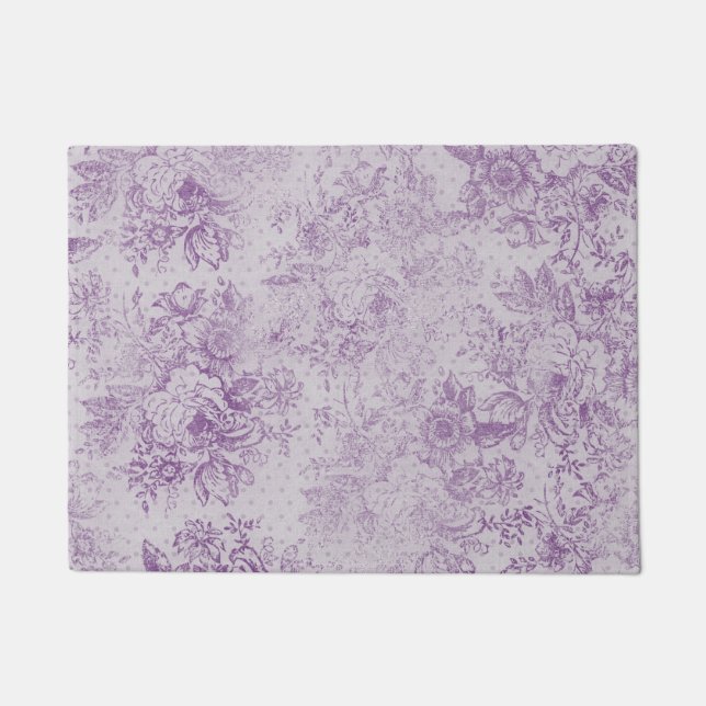 Paillasson violet rustique, chic shabby, fleurs de lavande pâ (Devant)