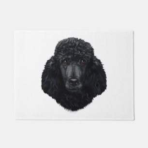 Paillasson Visage de chien de caniche noir