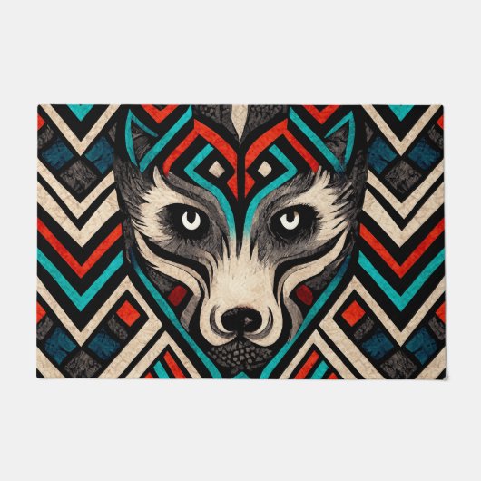 Paillasson Visage de loup aztèque (Devant)