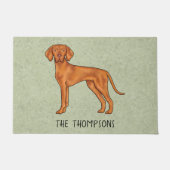 Paillasson Vizsla Hongroise Cute Dessin Chien Et Nom Vert (Devant)