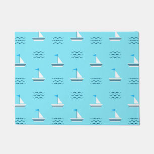 Paillasson Voiliers sur le motif bleu de mer
