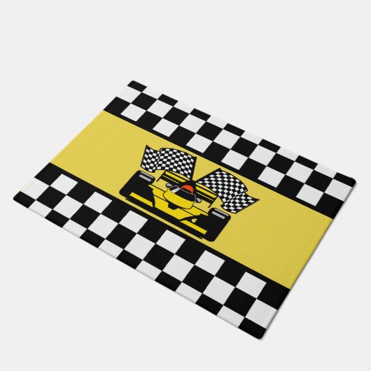 Paillasson Voiture de course jaune : Drapeau de contrôleur (Incliné)