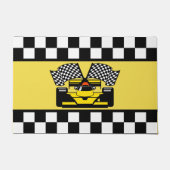 Paillasson Voiture de course jaune : Drapeau de contrôleur (Devant)