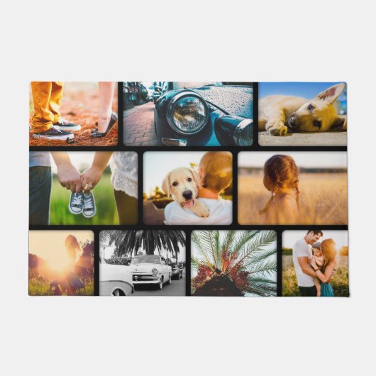 Paillasson Vos Photos Panier Collage Noir (Devant)