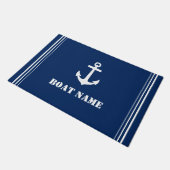 Paillasson Votre nom de bateau Ancre Marine Blue Entryway (Incliné)