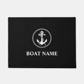 Paillasson Votre nom de bateau Corde & Ancre Noir (Devant)
