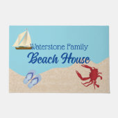 Paillasson Water and Sand Beach Maison Nom de famille (Devant)