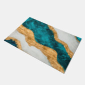 Paillasson Watercolor and gold Turquoise Wave Abstract (Incliné)