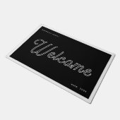Paillasson Welcome Black White Script Family Name Year (Incliné)