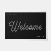 Paillasson Welcome Black White Script Family Name Year (Devant)