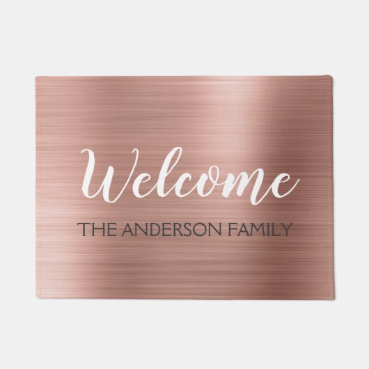 Paillasson Welcome Blush Pink - Rose Gold Nom de famille (Devant)