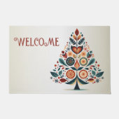 Paillasson Welcome Christmas Colorful Tree Scandinavia Folk (Devant)
