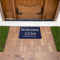 Welcome Dark Blue and Beige House Numéro Adresse